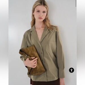 Zara POPLIN POCKET SHIRT $79 ZW COLLECTION Size Medium Oversized NWT